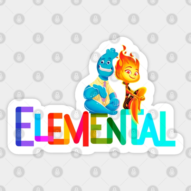 Elemental Fire and Water Sticker by Scud"